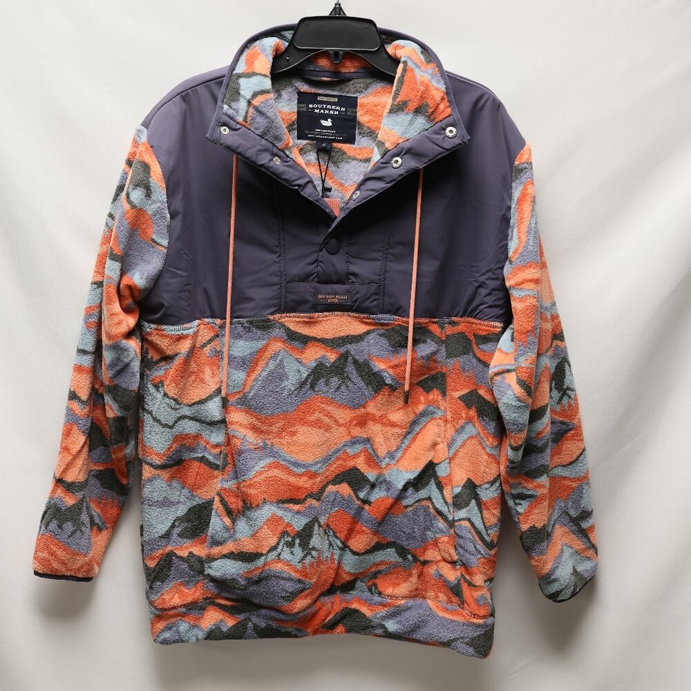 NWT Southern Marsh Fleece Blue & Salmon Mountain Print Size Medium